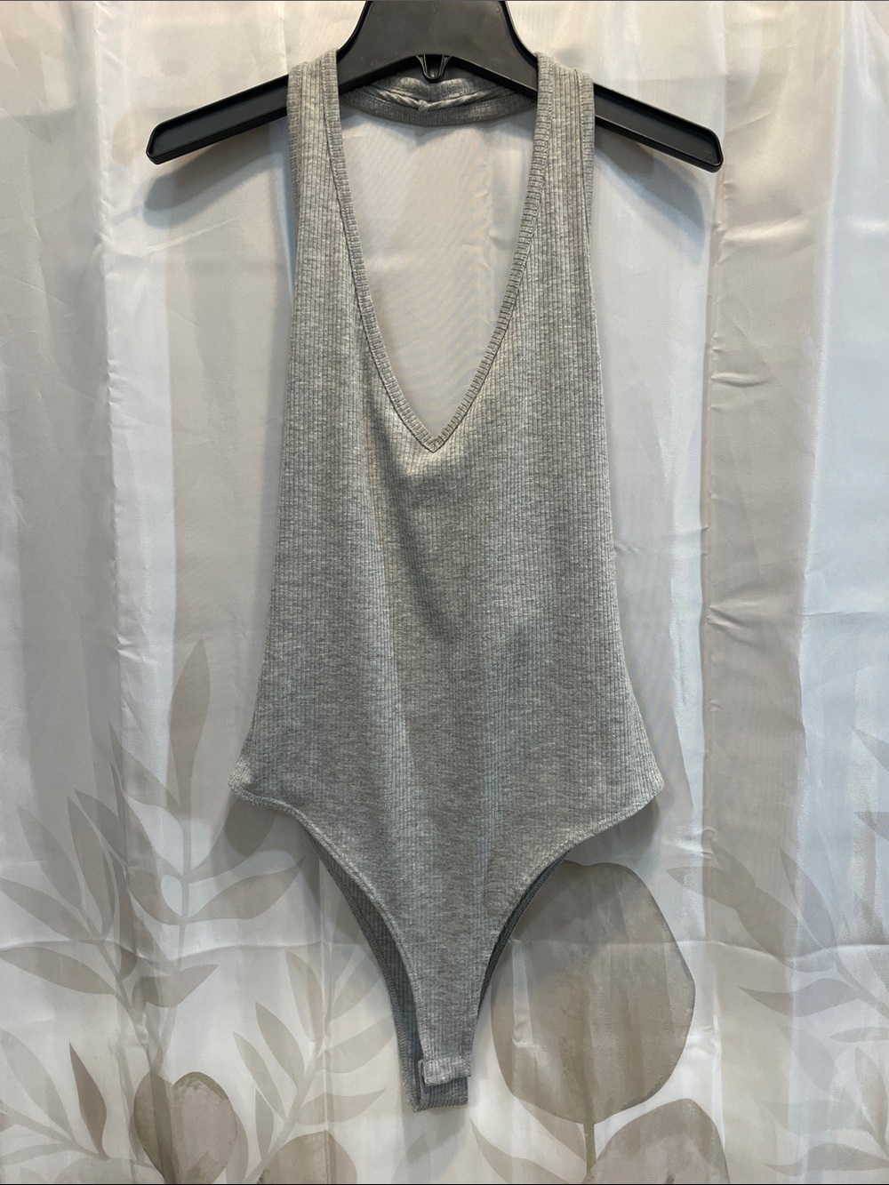 Better Be Light Grey Ribbed V-Neck Bodysuit